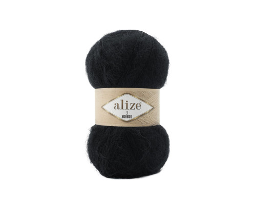 Пряжа 3 Season Alize/ 3 Сезон #60 чорний