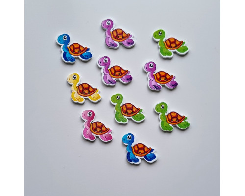 ДЕРЕВ'ЯНІ ГУДЗИКИ "ЧЕРЕПАШКА" / УПАКОВКА - 10 ШТ / 30*25 ММ / МІКС 