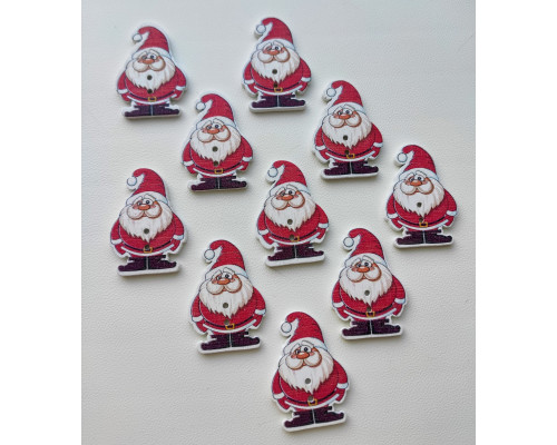 ДЕРЕВ'ЯНІ ГУДЗИКИ "Санта Клаус" / УПАКОВКА - 10 ШТ / 35*25 ММ / МІКС 