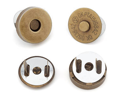 Кнопка магнітна, вусики, розмір 18х8мм, колір бронзовий
