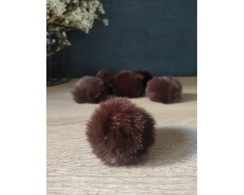 ПОМПОН / 6СМ / ЕКО ХУТРО / З ПЕТЕЛЬКОЮ / Коричневий