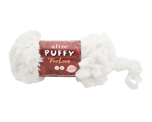 Пряжа Пуффі Фюр Лав Алізе / Puffy FurLove Alize #55 білий
