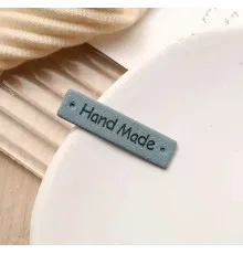 Бірка "Hand Made" , розмір 4см * 1см  , замша  (лазурний) 