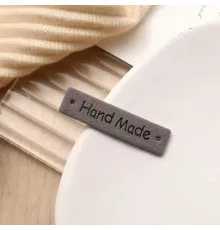 Бірка "Hand Made" , розмір 4см * 1см  , замша  (графіт) 