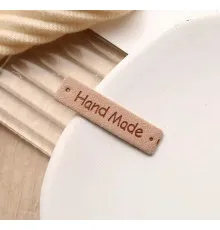 Бірка "Hand Made" , розмір 4см * 1см  , замша  (бежевий) 