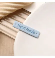 Бірка "Hand Made" , розмір 4см * 1см  , замша  (блакитний) 