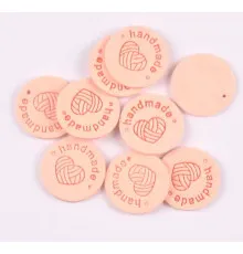 Бірка "Hand Made" , розмір 2.5 см  , екокожа (світлий персик)