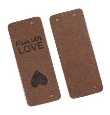 Бірка "Hand Made" , розмір 5х2 см  , екокожа  (коричневий)